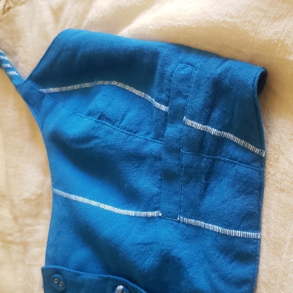 Free People blue spaghetti straps new crop top smoked back button down size XS - Picture 2 of 4